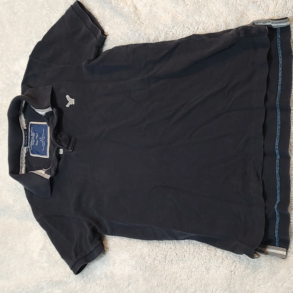 Men's S VTG Polo Tshirt American Eagle Navy Blue
